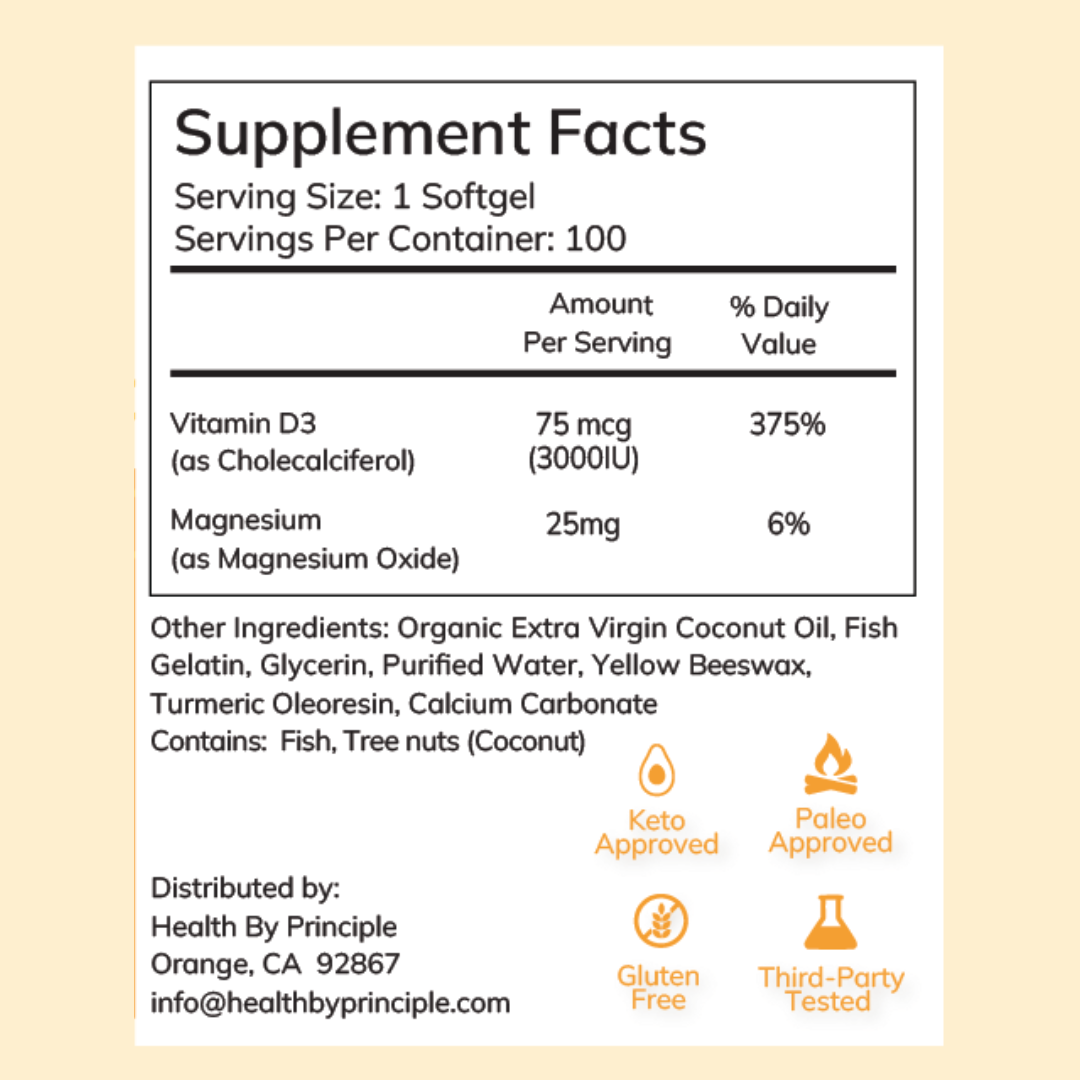 Vitamin D3 3000 IU Softgels with Coconut Oil | 100 ct – Health By
