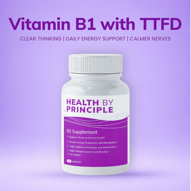 TTFD Vitamin B1 (Thiamine) — Brain, Energy & Nervous System Support - 100 Capsules